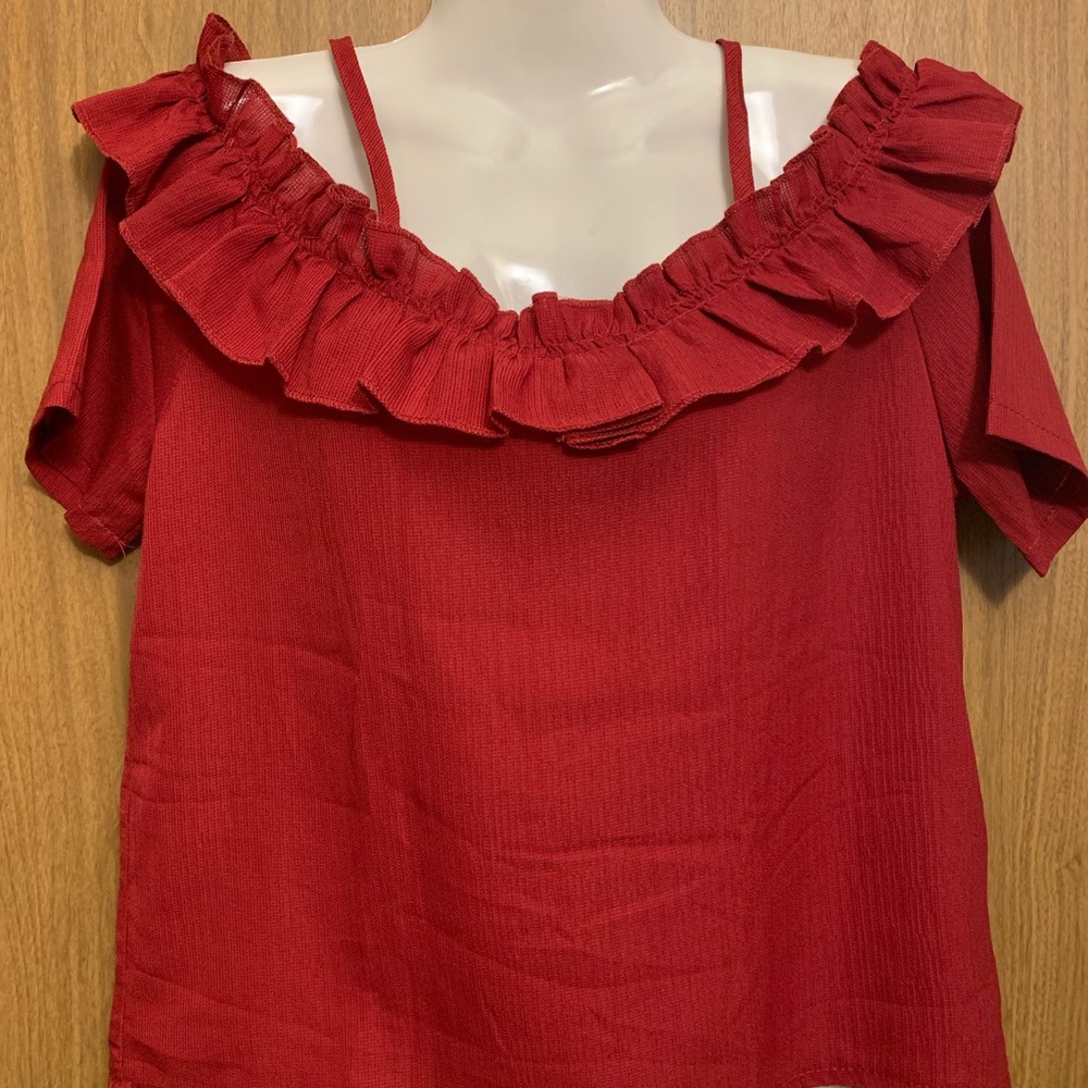 Red Cold Shoulder Blouse